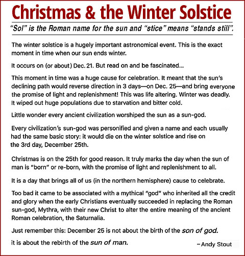 Christmas Solstice Info